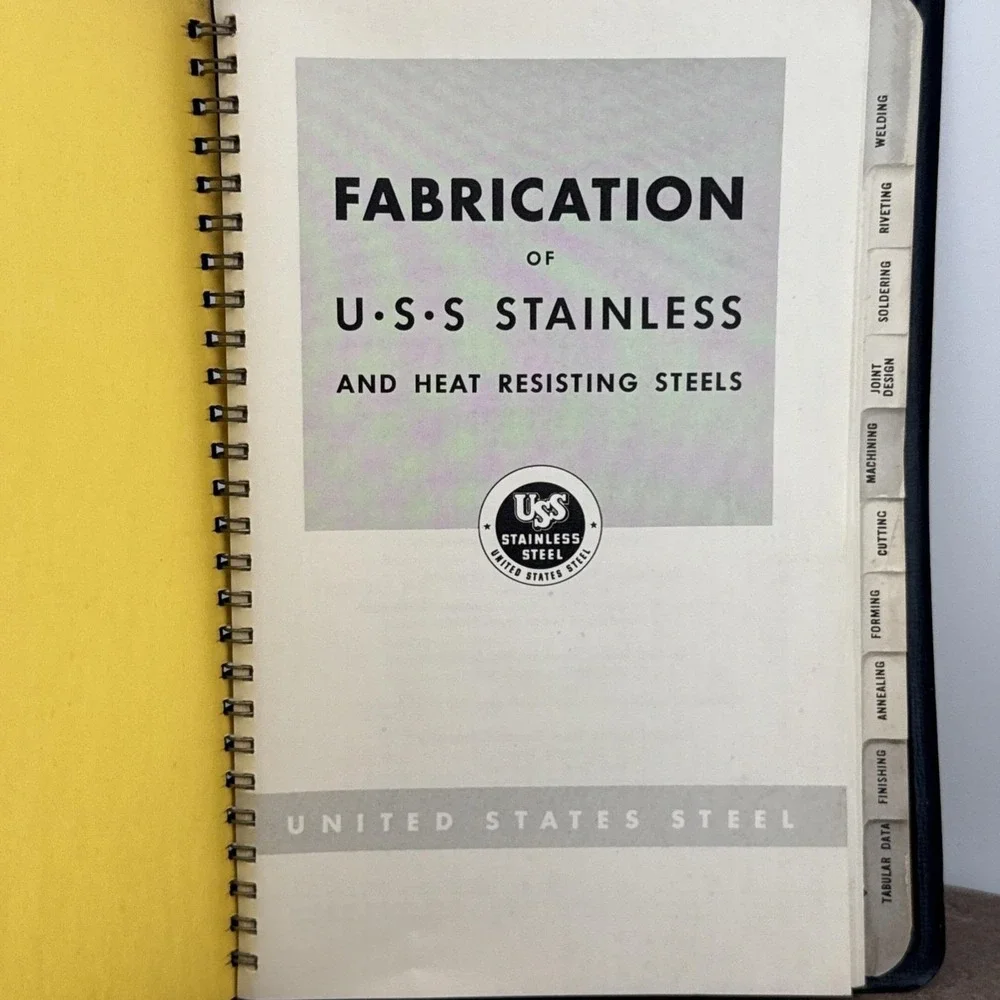Vintage US Steel USS Fabrication‎ Stainless & Heat Resisting 1953 Leather Bound